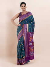 KAVVYA  BLUE IKAT WEAVING SAREE